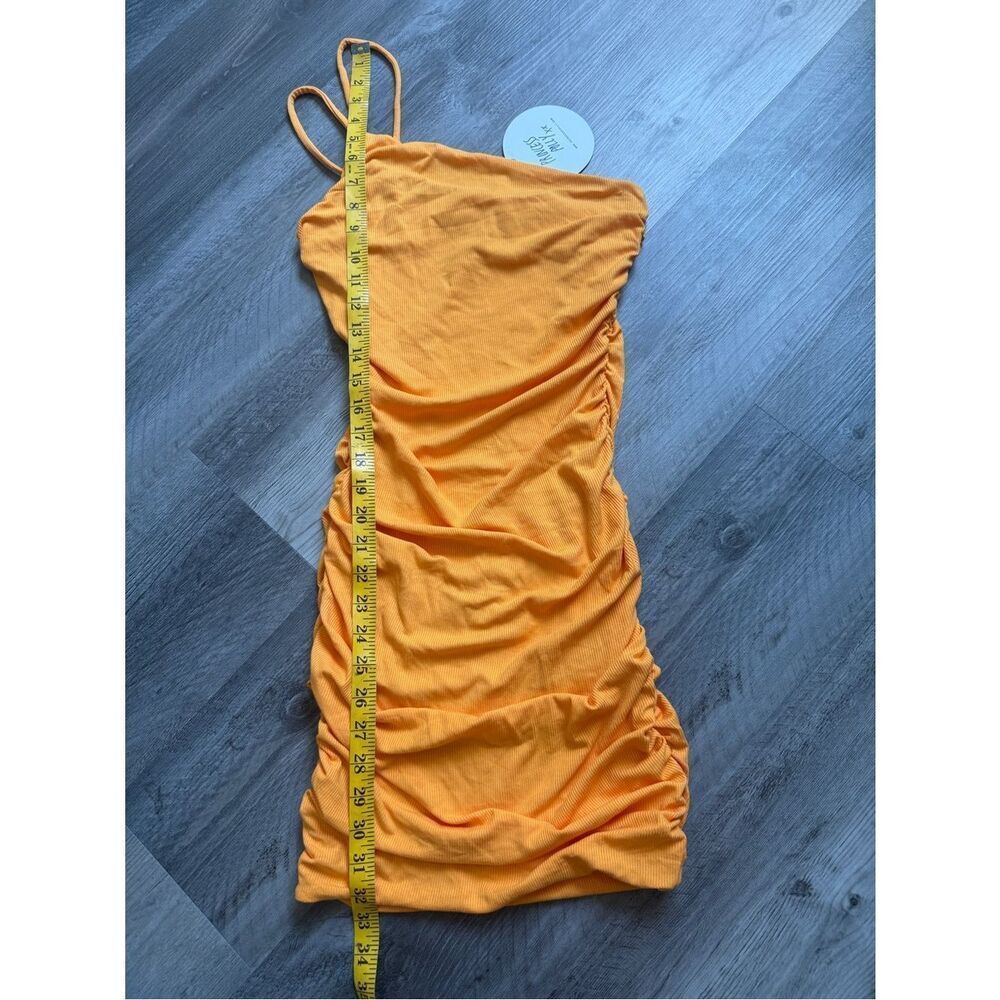 Princess Polly Reece Mini Dress NEW Orange Ribbed Ruched Bodycon - Picture 10 of 12